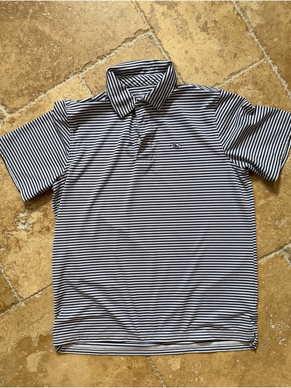 Vineyard Vines Boys Navy and White Striped Polo